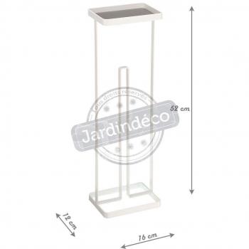 Porte rouleau papier Gerson avec plateau 16x12x54 cm Métal blanc