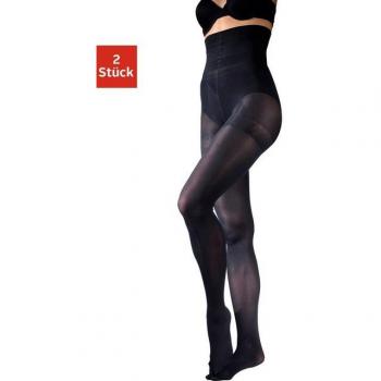 Lascana Feinstrumpfhose Bodyshaper mit Hochbund – schwarz, 2 Stück, Größe S (36/38)