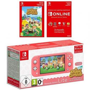 Nintendo Switch Lite Coral “New Horizons Bundle” + NSO 3 meses – Juego portátil Wi‑Fi, 5,5”, 32 GB, muy buen estado