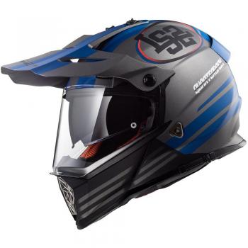 Titanium Blue LS2 Cross-Pioneer Helm Quad S