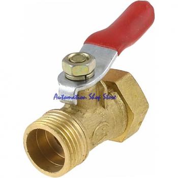 Full Port Brass Ball Valve with Red Lever, PT Male to 3/8 Female Thread