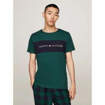 Herren‑Shirt Tommys Hilfiger: SS Block-Logo mit Farbanteil, Größe XL, Grün