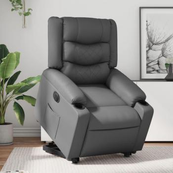 VidaXL Elektrischer Relaxsessel mit Aufstehhilfe und verstellbarer Rückenlehne in grauem Kunstleder