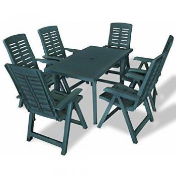 Set Tavolo e Sedie da Giardino 7 pz in Plastica Verde