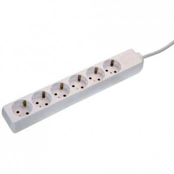 Multiprise avec 6 prises Schwabe 11611, sécurité enfant, cordon H05VV-F 3G1,5, usage intérieur, IP20, blanc, 1,4m