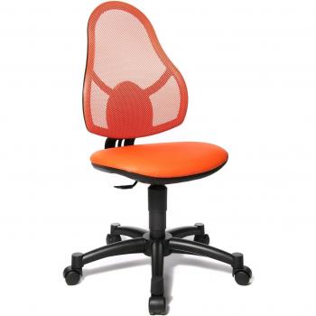 Open Art Junior Kinder‑Bürostuhl – Topstar, ohne Armlehnen, Muldensitz, Netzrücken (orange/schwarz)