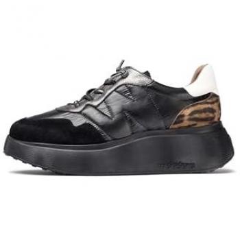 Wonders A-3610 Baskets Cuir Noir Femme