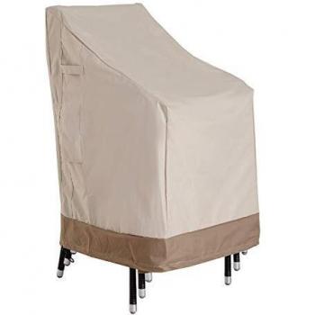 Housse de protection chaises de jardin empilables OUTSUNNY 600D Beige café