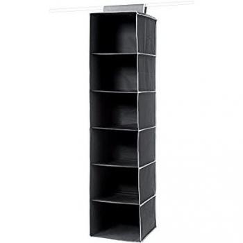 Kleiderschrank‑Hänger RAN6275 – 6-Fach-Organizer, 30 × 30 × 128 cm, Schwarz