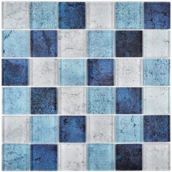 Carrelage Verre Mosaic – Crème Pastel & Bleu – MOS88‑0044