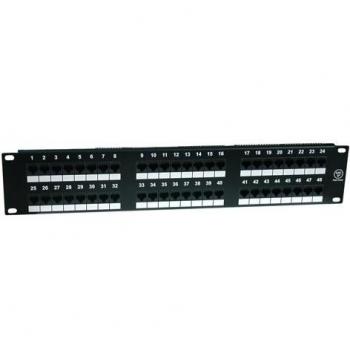 Panel de Parcheo CAT 5e, 48 puertos RJ45 8P8C, LSA, 2U