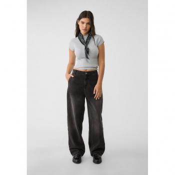Stradivarius Baggy-Jeans Loose-Fit schwarzer Denim 32