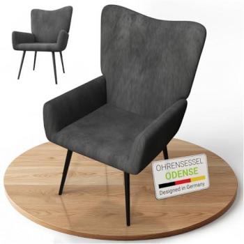Juskys Ohrensessel Odense “Cord‑Grau” – ergonomisches Stahlgestell