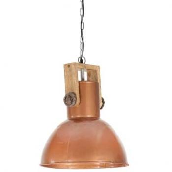 Loft-Stil Pendelleuchte 25 Watt, kupfern rund, mit Mangoholz, Höhe: 42 cm, E27-Sockel