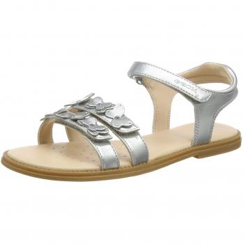 Geox Mädchen J Karly Girl I Sandale, Glitzer Silber, 27 EU