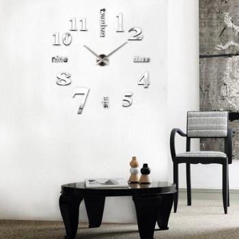 Reloj de pared mudo con pegatinas 3D para oficina y hogar