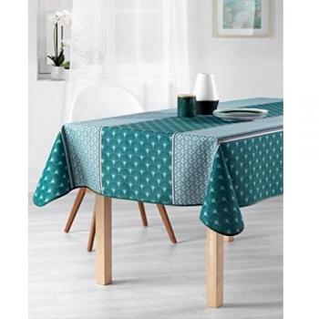 Nappe Coquilles Cyan Gaufree Anti-Taches 300 x 150 cm