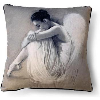 Almohada Hazel Bowman Alas de Ángel IV Color Blanco y Gris