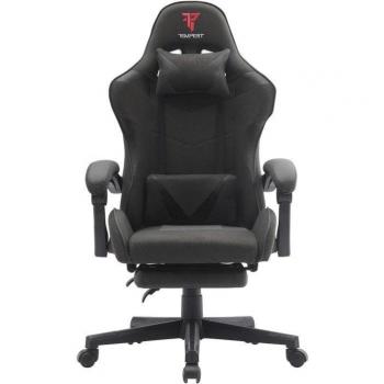 Tempest Gaming Chair con soporte lumbar y reposapiés – Tela negra