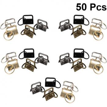 50pcs DIY Keychain Fob with Key Ring for Lanyard and Luggage Accessories