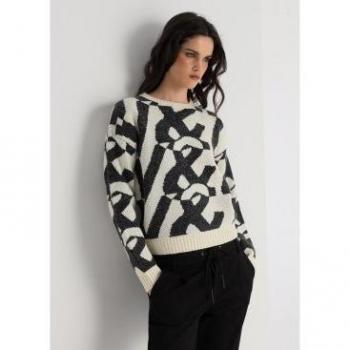V&L Damenpullover Logodesign 350098096 – Weiß, Acryl, Lässiger Stil, Langärmel (M)
