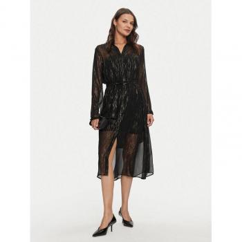 Armani Exchange Viskose-Midikleid mit Gürtel – Schwarze Farbe, Frauenmodelle, Größe 40