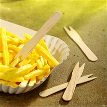 PAPSTAR Pommes-Frites-Gabeln pure, Länge: 121 mm aus natürlich hellem Birkenholz
