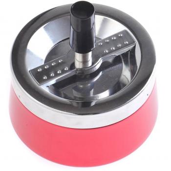 Cendrier rond en alliage de zinc, rouge métallisé, 9'5cm, 801-04