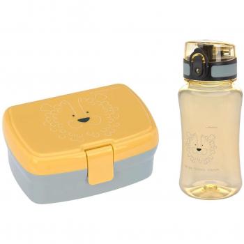 LÄSSIG Lunch-Set mit niedlicher Brotdose und Trinkflasche, Design: About Friends Lion