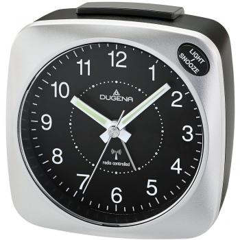 Dugena 4460606 Wecker: Funk + Analog, Schwarz/Silber