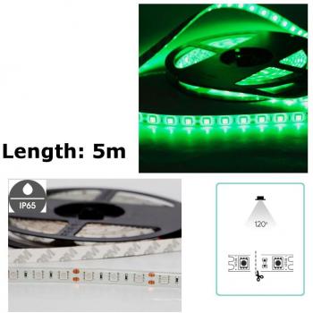 AquaBright 5M 5050 Green LED SMD Strip, 12V, Waterproof