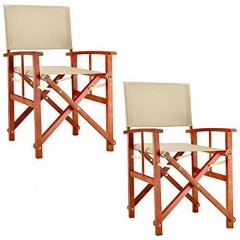 Chaises de jardin en bois d'eucalyptus Cannes crème