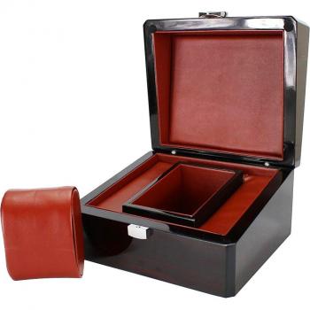 Tote Elegante para Relojes y Joyas con Detalle de Madera
