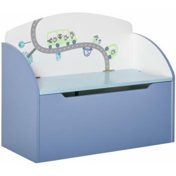 Cassapanca Baule con Porta Giochi 60x30x50 cm Blu MDF