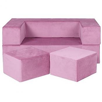 Sofá Infantil Cube de Terciopelo Rosa MeowBaby® 50x40x96 cm