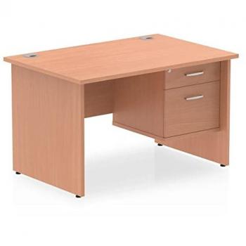 Impulse Bench 1600 x 800mm Straight Office Desk Beech Top Panel End Leg Workstation