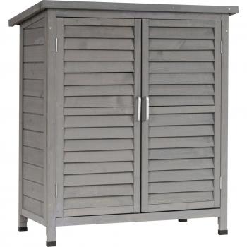 Cobertizo para jardín Outsunny Terraza 87x46,5x96,5 cm gris con techo inclinado y estantes