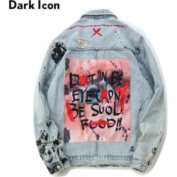 Chaqueta vaquera con apliques de grafiti DARK ICON para hombre
