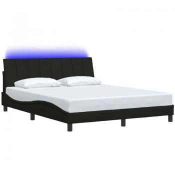 Lit sommier noir 160x200 cm en tissu sans matelas