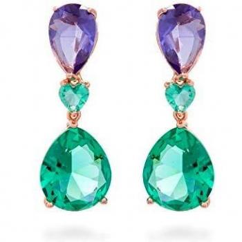 Pendientes de cuarzo hidrotermal morado y verde de Luxenter en plata