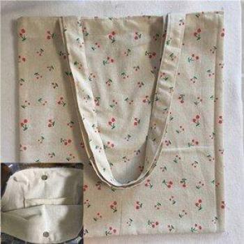 Sac à provisions YILE en coton et lin imprimé cerise rouge L023