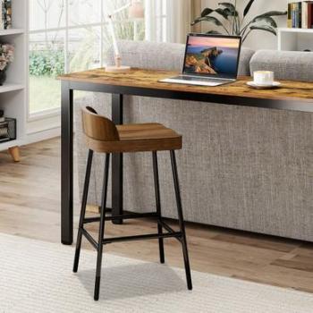 24.5″ Industrial Saddle Seat Bar Stool – Costway 28‑in Brown Low‑Back Kitchen Counter Style