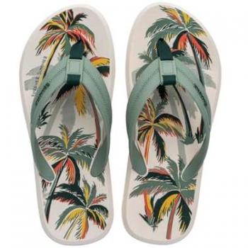 Ipanema Coastal Print Flip Flops – Beige/Green/Yellow (UK Men 6-7)