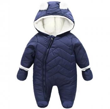 Warm Winter Baby Romper with Hood for Infants 0-24m