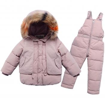 Tenue de ski JFWG – Veste et pantalons d’hiver rose 130 cm
