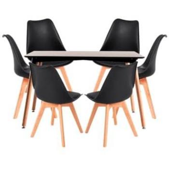 Mesa de Centro Tower Negro 120x80 cm + 6 Sillas Synk Basic