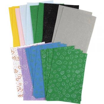 Assorted Felt Sheets, 21x30 cm, 1 mm Thickness, Mixed Colors, 24 Sheets per Pack
