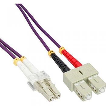 Cordon optique LC vers SC multi‑mode – 0,5 m – 50/125 µm OM4 sans halogène – violet