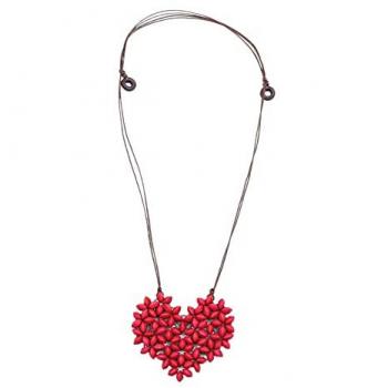 Lange Kette Blossom für Damen, Holz, rot, von COLLEZIONE ALESSANDRO