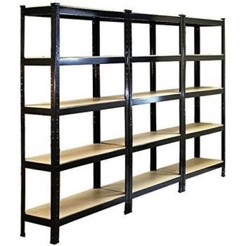 3 estanterías t-rax de acero sin tornillos negras sistema de montaje de estanterías sin tornillos de metal y mdf | 75cm